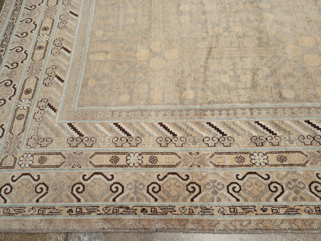 Vintage East Turkestan Khotan Carpet, No.17875 - Staging