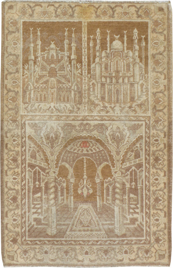 Vintage East Turkestan Khotan Pictorial Rug, No.17896 - Staging