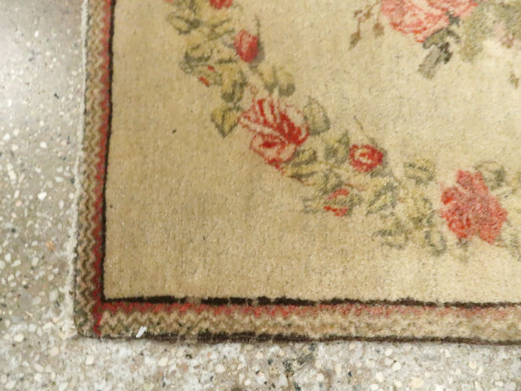 Antique Persian Kashan Throw Rug (Pair: 1 of 2), No.17930 - Staging