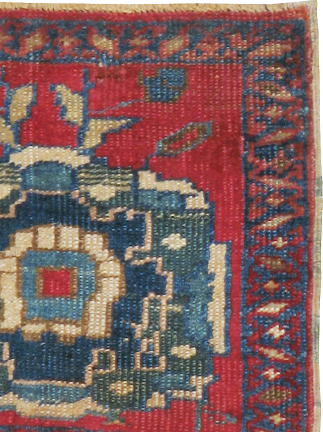Antique Persian Heriz Square Throw Rug, No.17939 - Staging