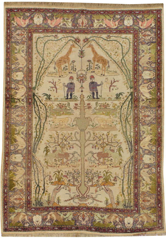 Antique Turkish Kayseri Pictorial Rug, No.17943 - Staging
