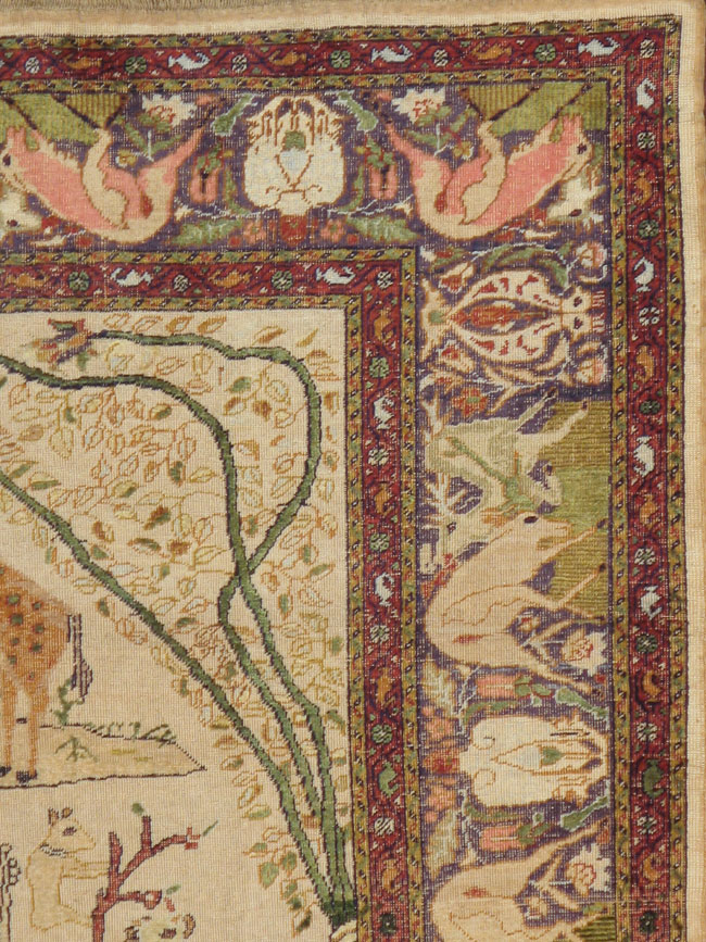 Antique Turkish Kayseri Pictorial Rug, No.17943 - Staging