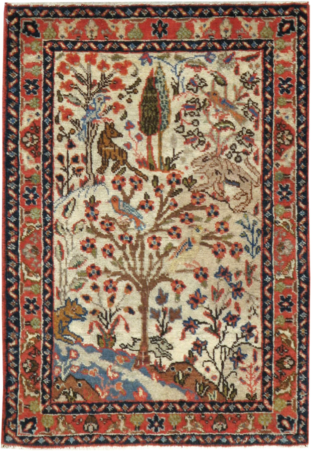 Vintage Persian Tabriz Pictorial Rug, No.17953 - Staging