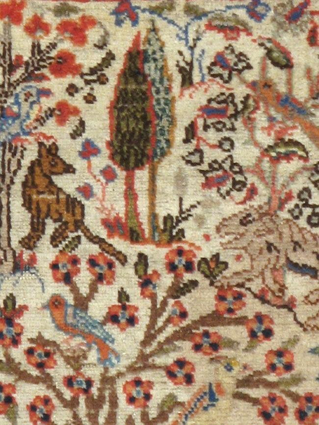 Vintage Persian Tabriz Pictorial Rug, No.17953 - Staging