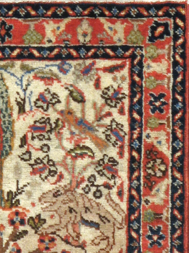 Vintage Persian Tabriz Pictorial Rug, No.17953 - Staging