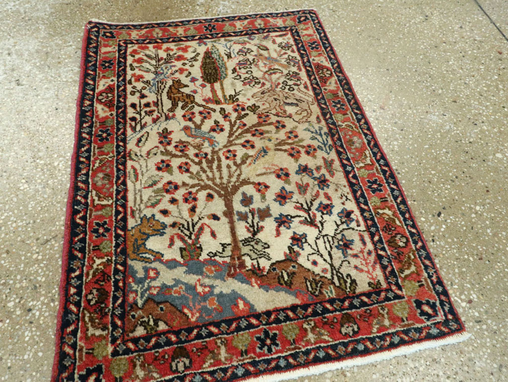 Vintage Persian Tabriz Pictorial Rug, No.17953 - Staging