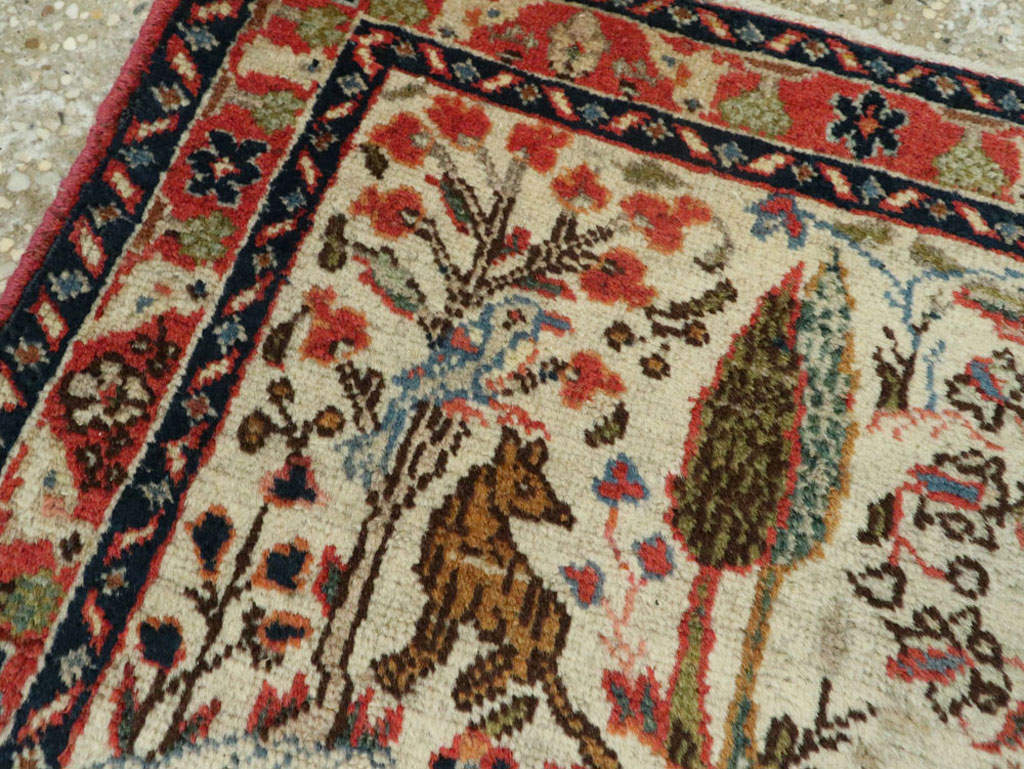 Vintage Persian Tabriz Pictorial Rug, No.17953 - Staging