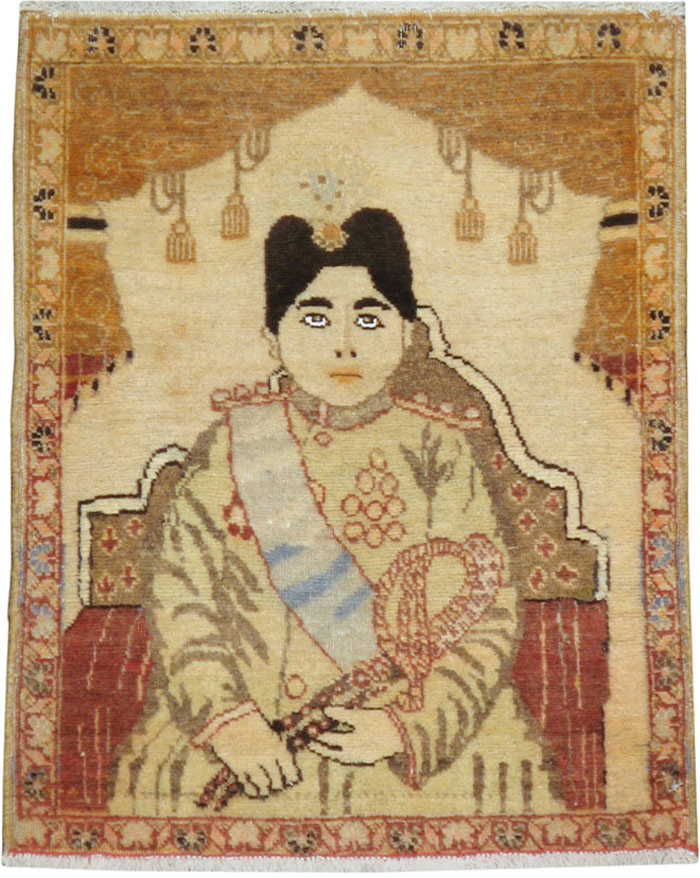 Antique Persian Tabriz Pictorial Rug (Pair: 1 of 2), No.17956 - Staging