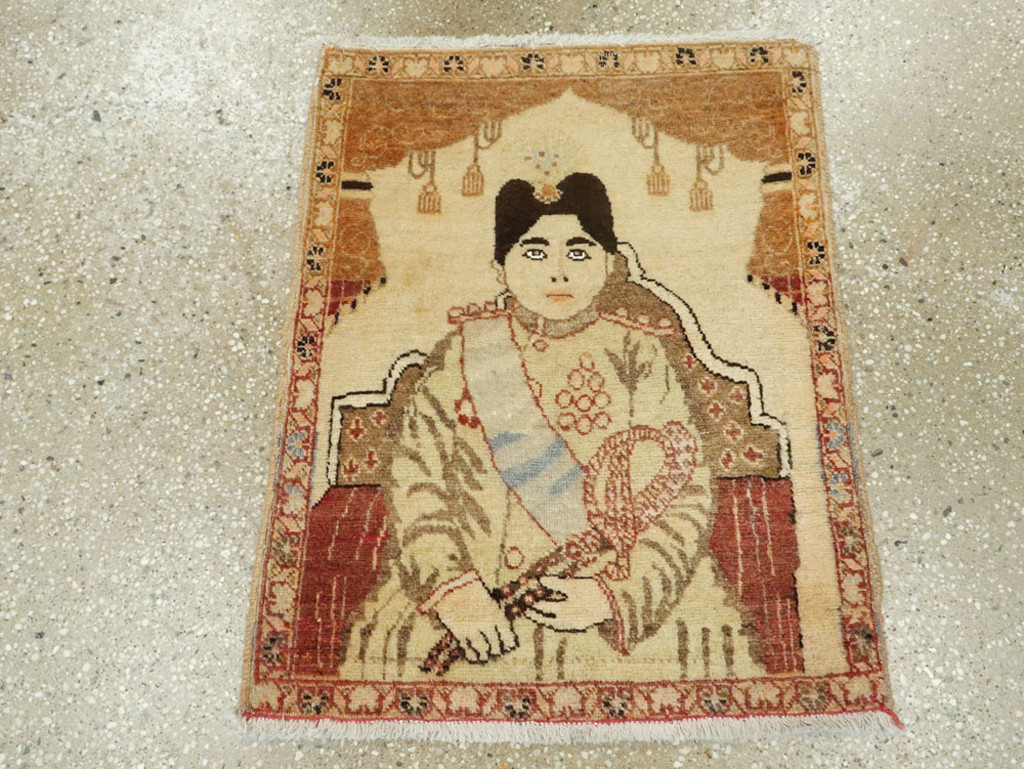 Antique Persian Tabriz Pictorial Rug (Pair: 1 of 2), No.17956 - Staging