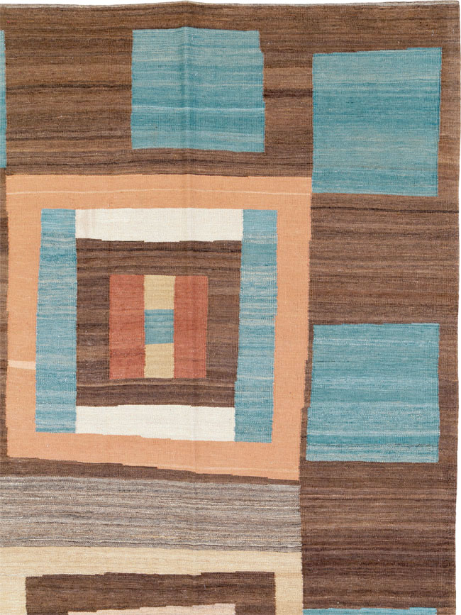 Modern Persian Flatweave Room Size Carpet, No.17967 - Staging