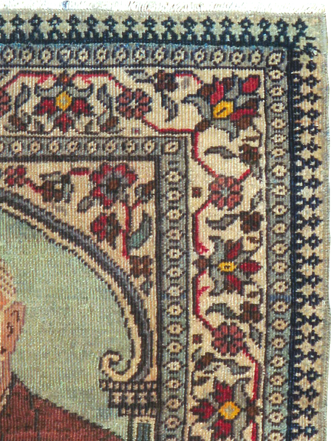 Antique Persian Tabriz Pictorial Rug, No.18006 - Staging