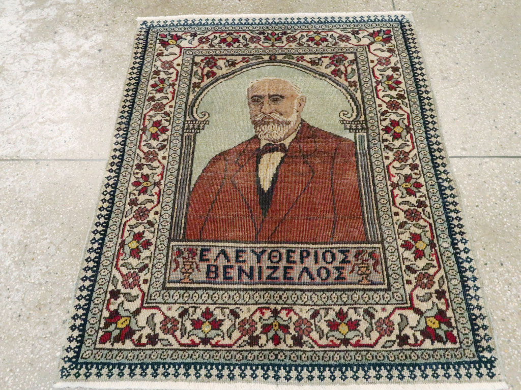 Antique Persian Tabriz Pictorial Rug, No.18006 - Staging