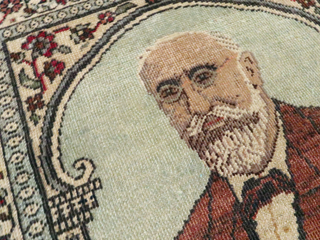 Antique Persian Tabriz Pictorial Rug, No.18006 - Staging