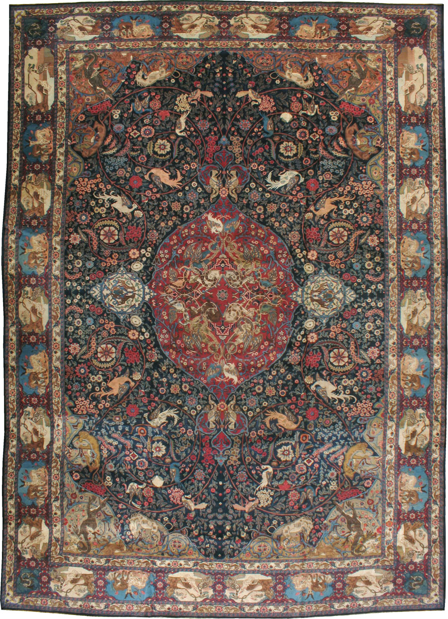 Antique Persian Mashad Pictorial Carpet, No.18016 - Staging