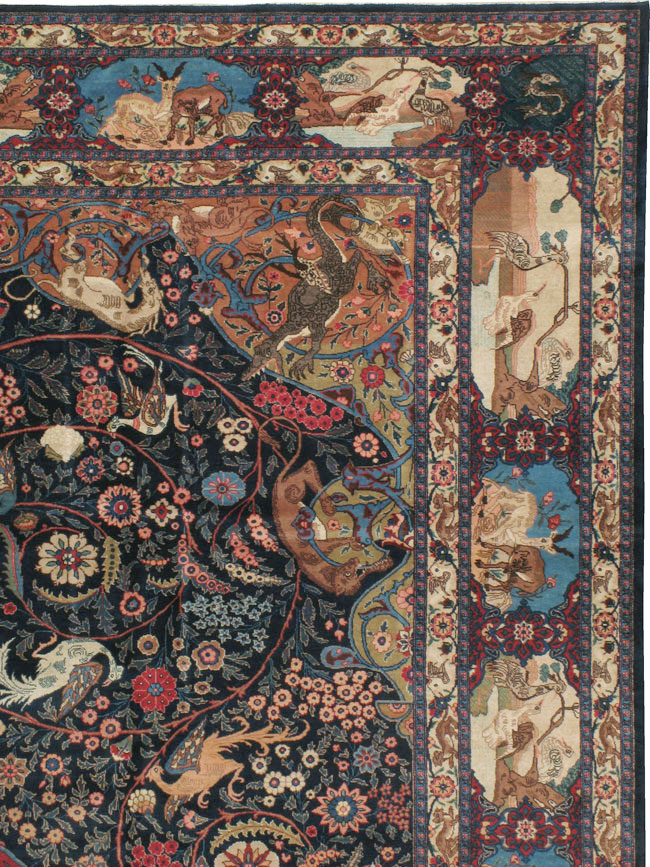 Antique Persian Mashad Pictorial Carpet, No.18016 - Staging