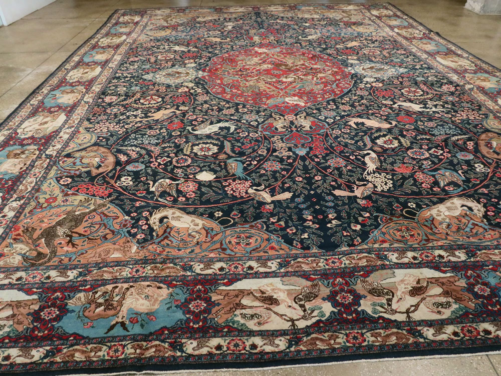 Antique Persian Mashad Pictorial Carpet, No.18016 - Staging