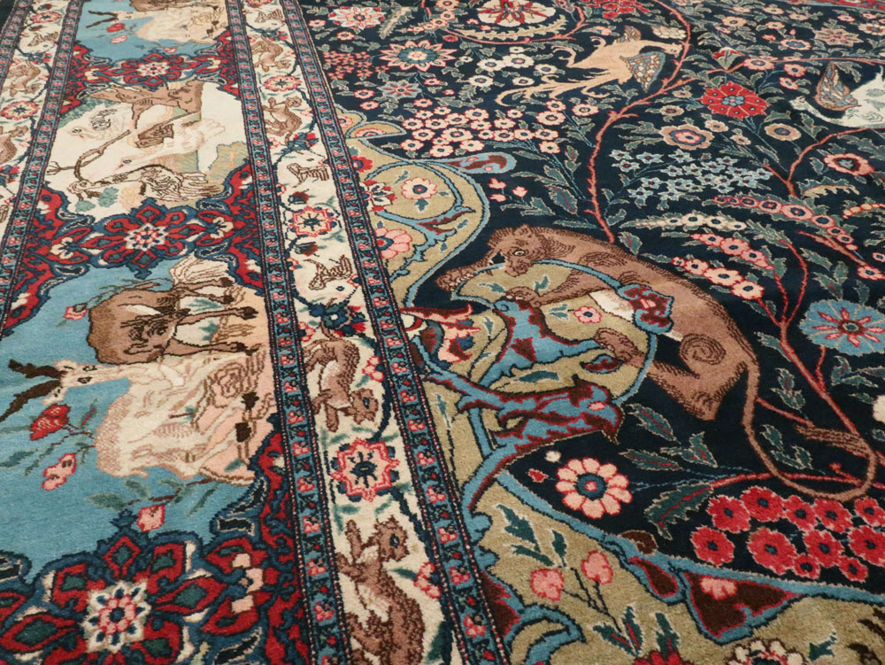 Antique Persian Mashad Pictorial Carpet, No.18016 - Staging