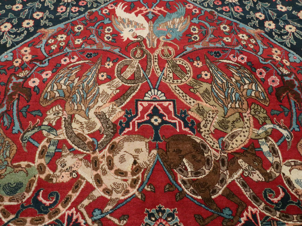 Antique Persian Mashad Pictorial Carpet, No.18016 - Staging