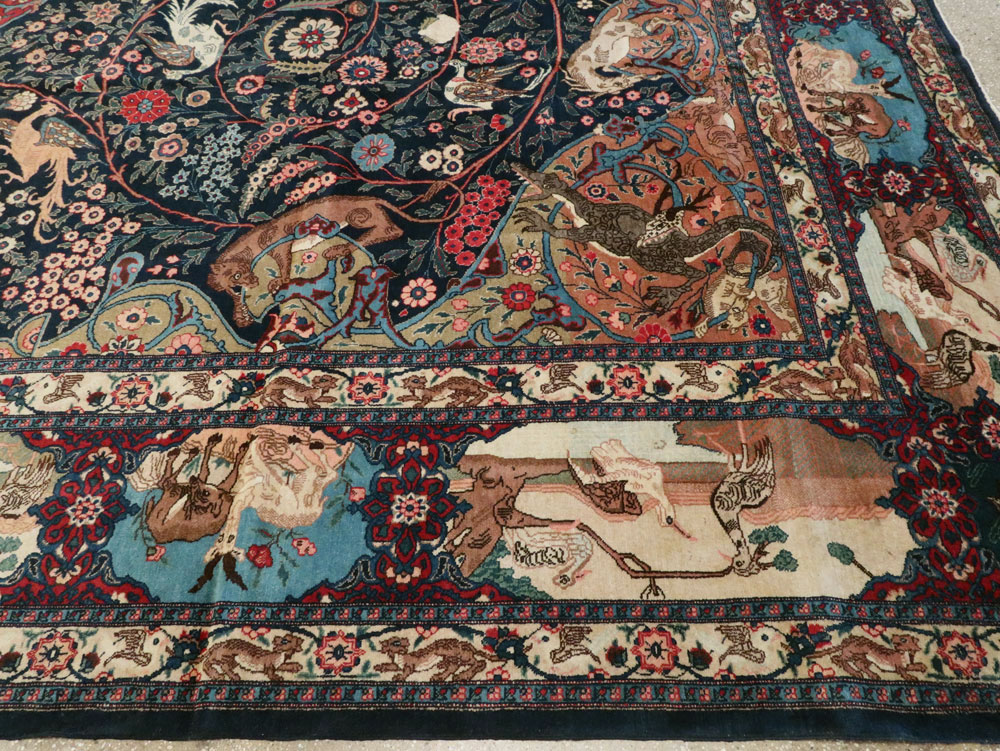 Antique Persian Mashad Pictorial Carpet, No.18016 - Staging