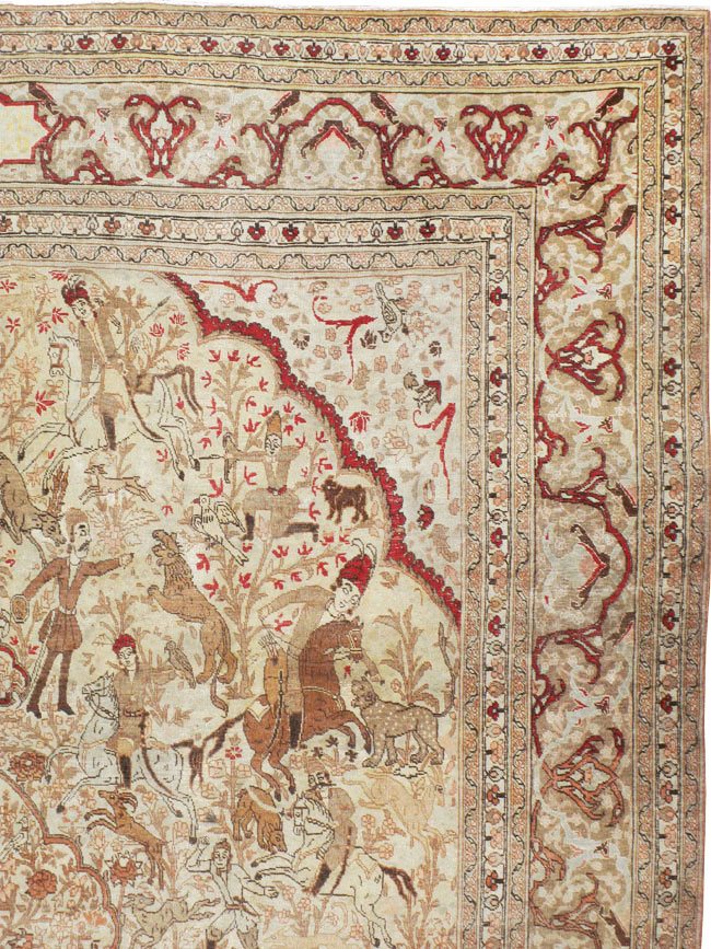 Antique Persian Tabriz Pictorial Carpet, No.18092 - Staging