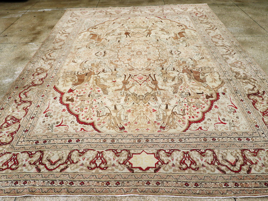 Antique Persian Tabriz Pictorial Carpet, No.18092 - Staging