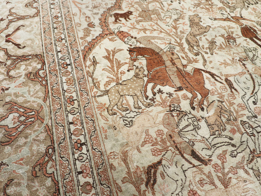 Antique Persian Tabriz Pictorial Carpet, No.18092 - Staging