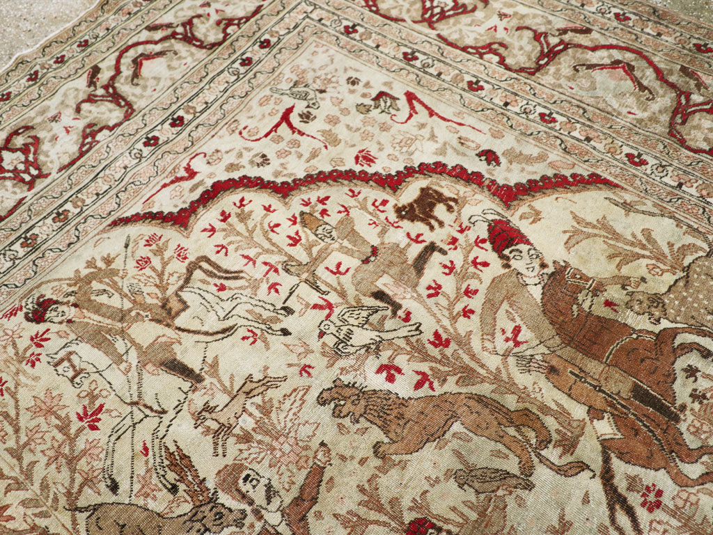 Antique Persian Tabriz Pictorial Carpet, No.18092 - Staging