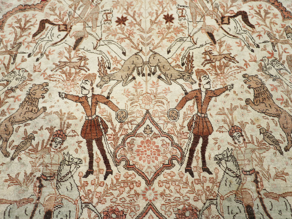 Antique Persian Tabriz Pictorial Carpet, No.18092 - Staging