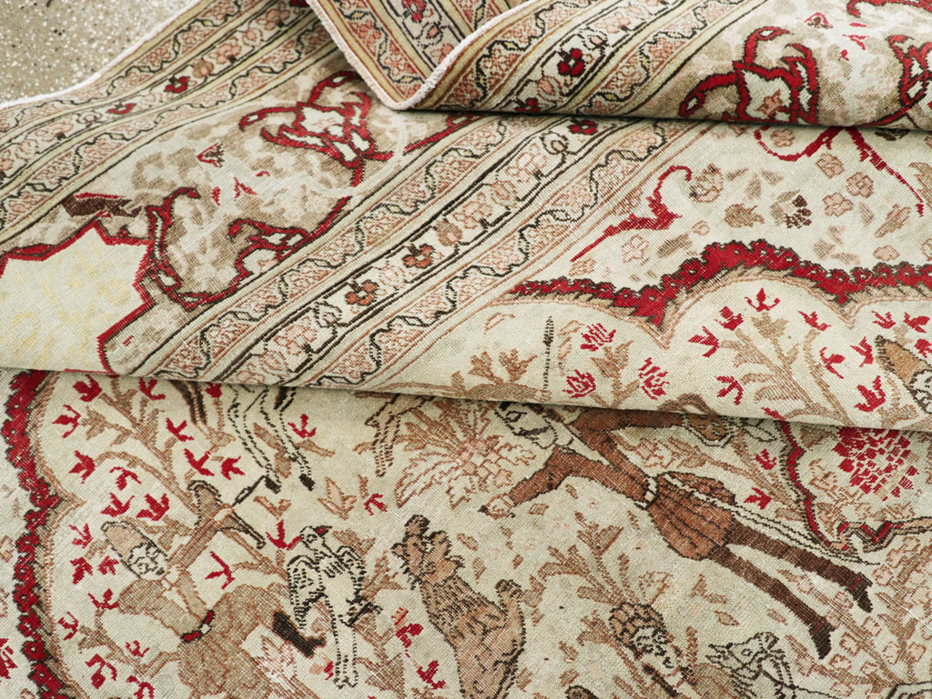 Antique Persian Tabriz Pictorial Carpet, No.18092 - Staging
