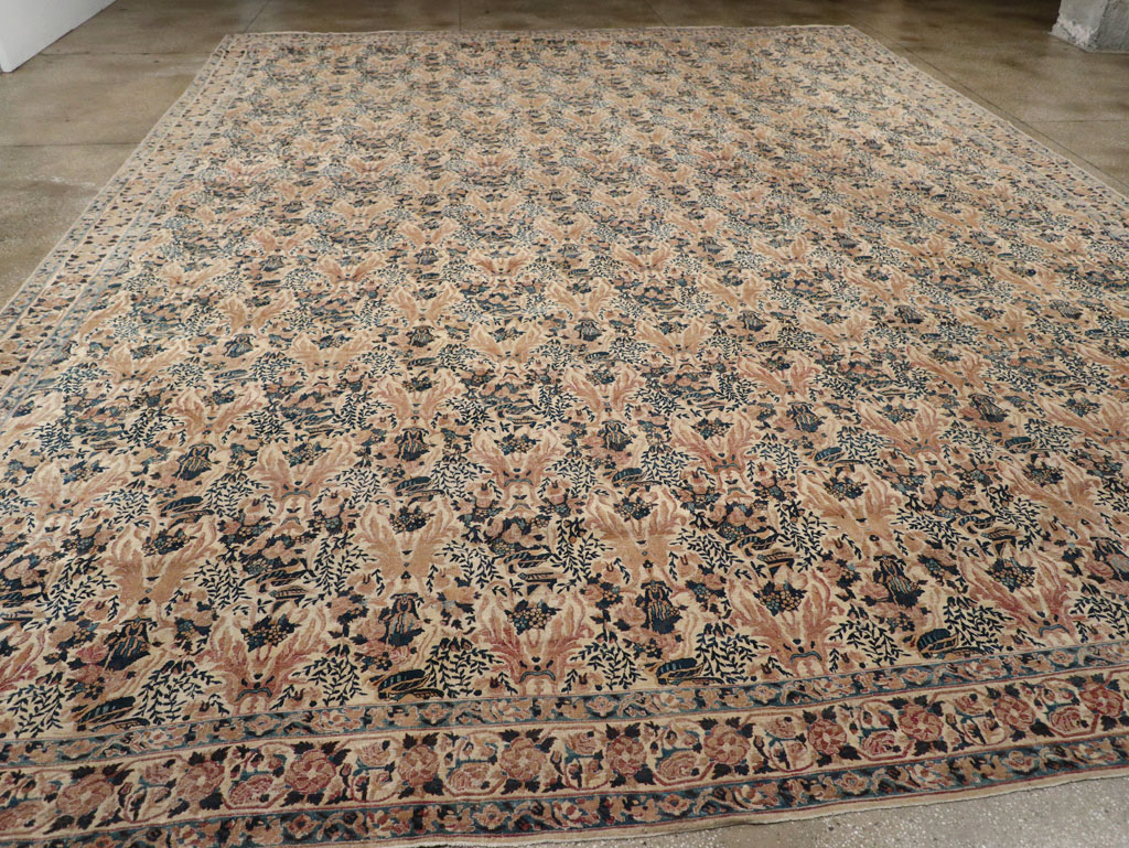 Antique Persian Lavar Kerman Carpet, No.18137 - Staging