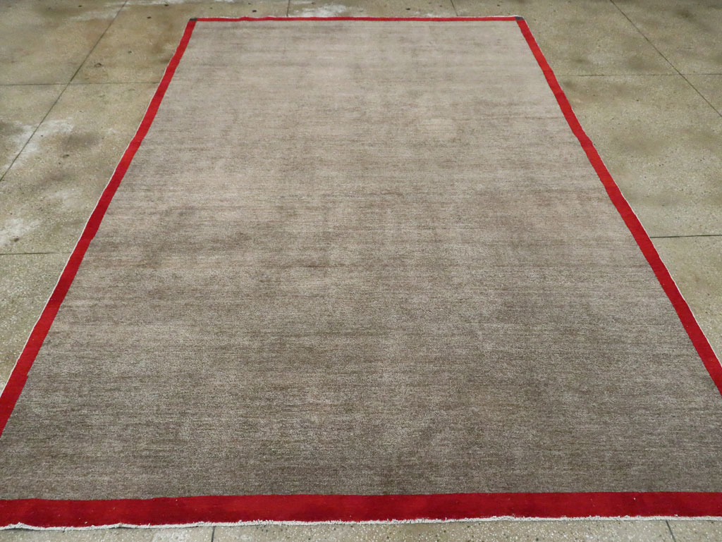 Art Deco Inspired Vintage Persian Mashad Room Size Carpet, No.18142 - Staging