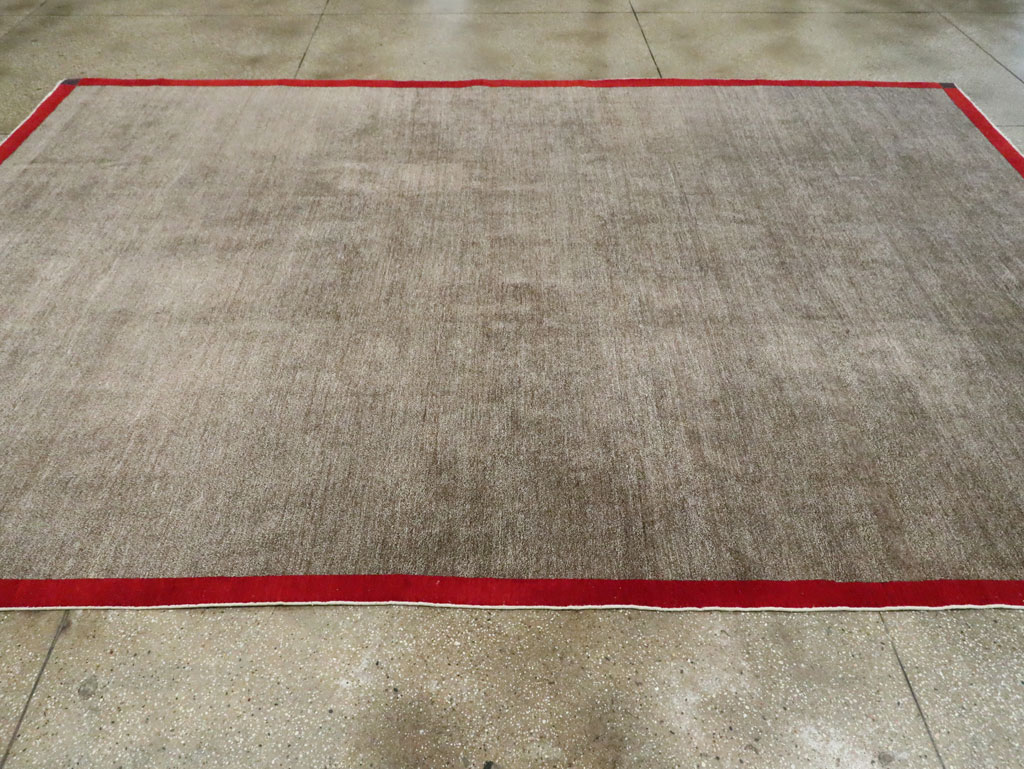 Art Deco Inspired Vintage Persian Mashad Room Size Carpet, No.18142 - Staging