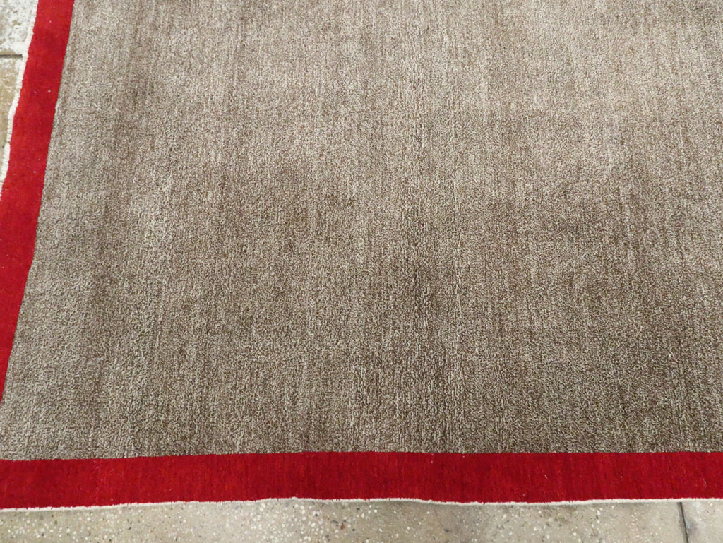 Art Deco Inspired Vintage Persian Mashad Room Size Carpet, No.18142 - Staging