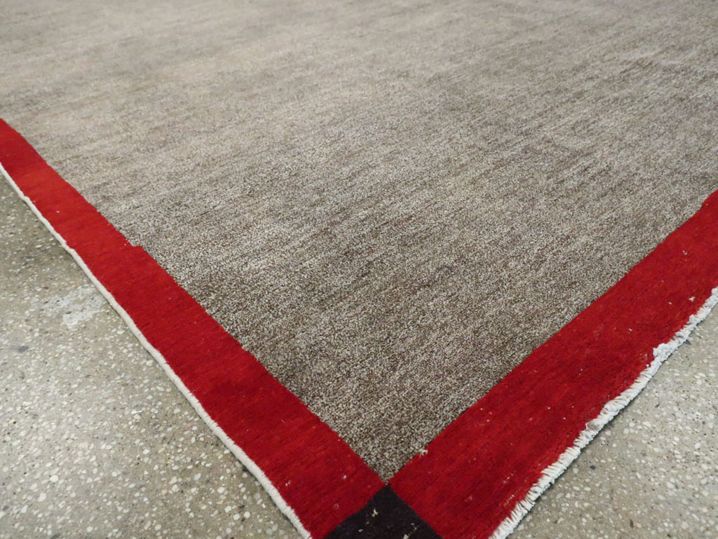 Art Deco Inspired Vintage Persian Mashad Room Size Carpet, No.18142 - Staging