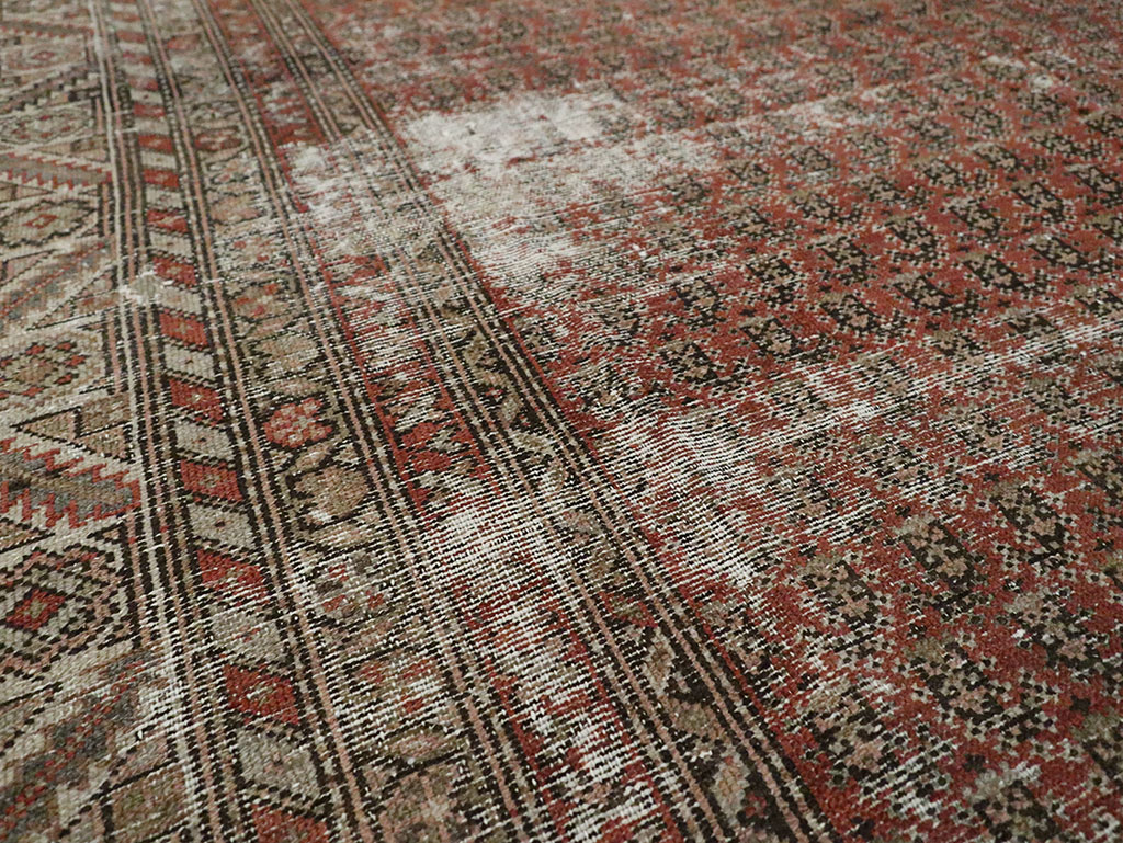 Antique Persian Malayer Distressed Carpet, No.18163 - Staging