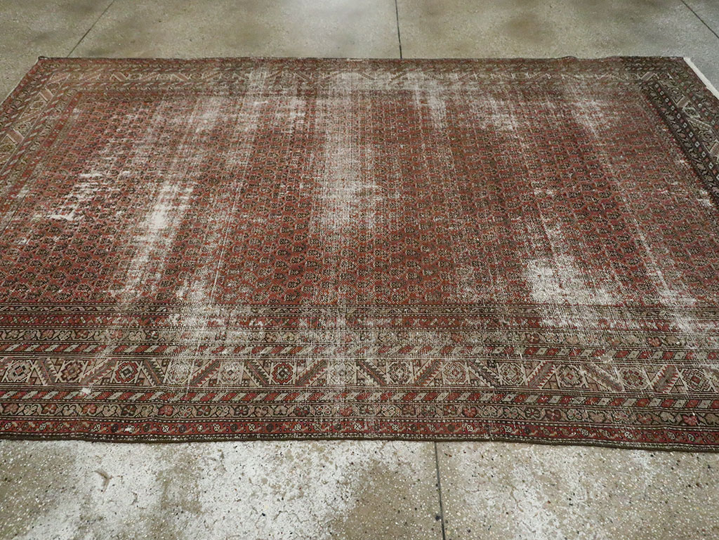 Antique Persian Malayer Distressed Carpet, No.18163 - Staging