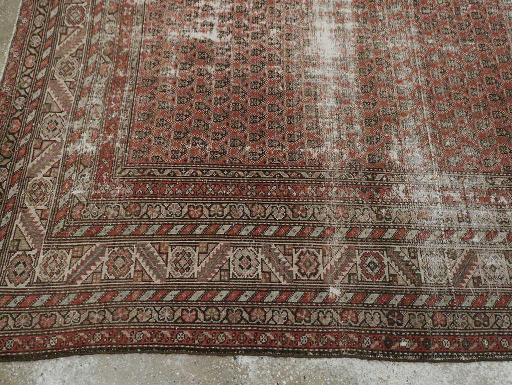 Antique Persian Malayer Distressed Carpet, No.18163 - Staging