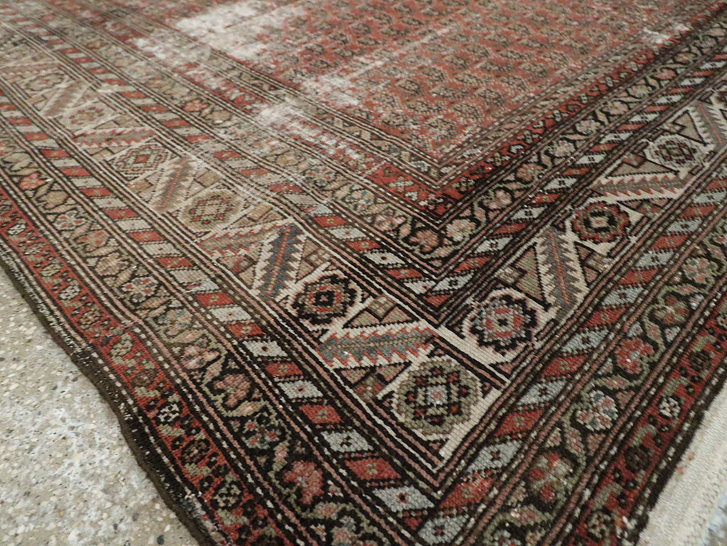Antique Persian Malayer Distressed Carpet, No.18163 - Staging