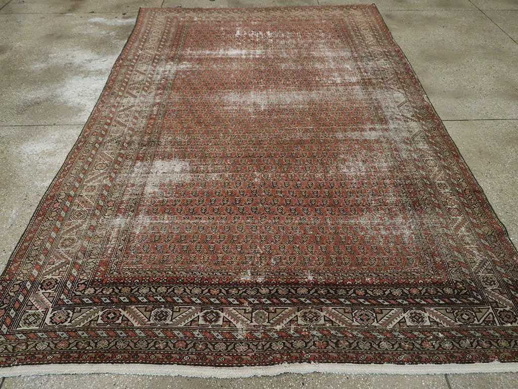 Antique Persian Malayer Distressed Carpet, No.18163 - Staging