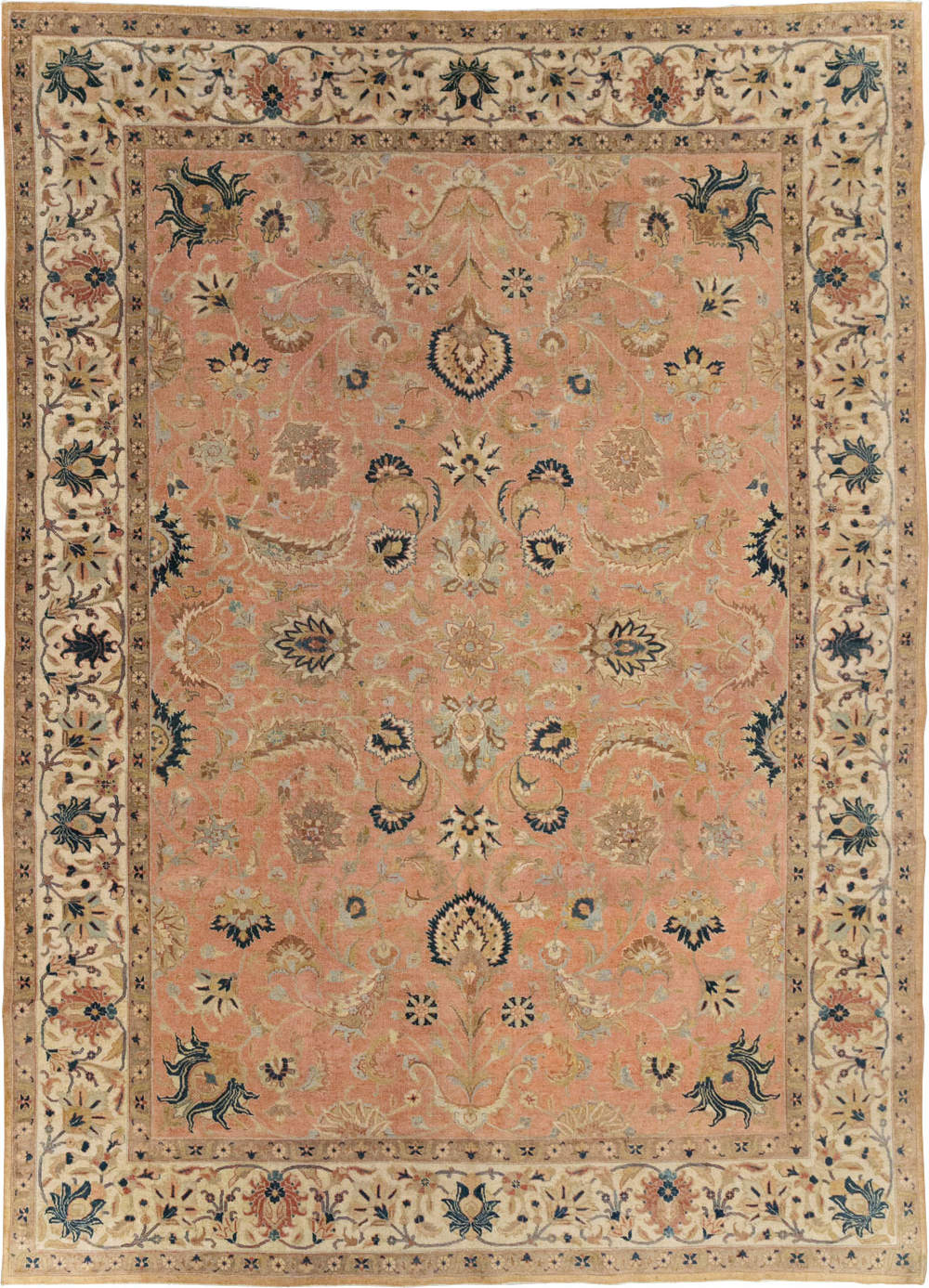 Vintage Persian Tabriz Small Room Size Carpet, No.18184 - Staging