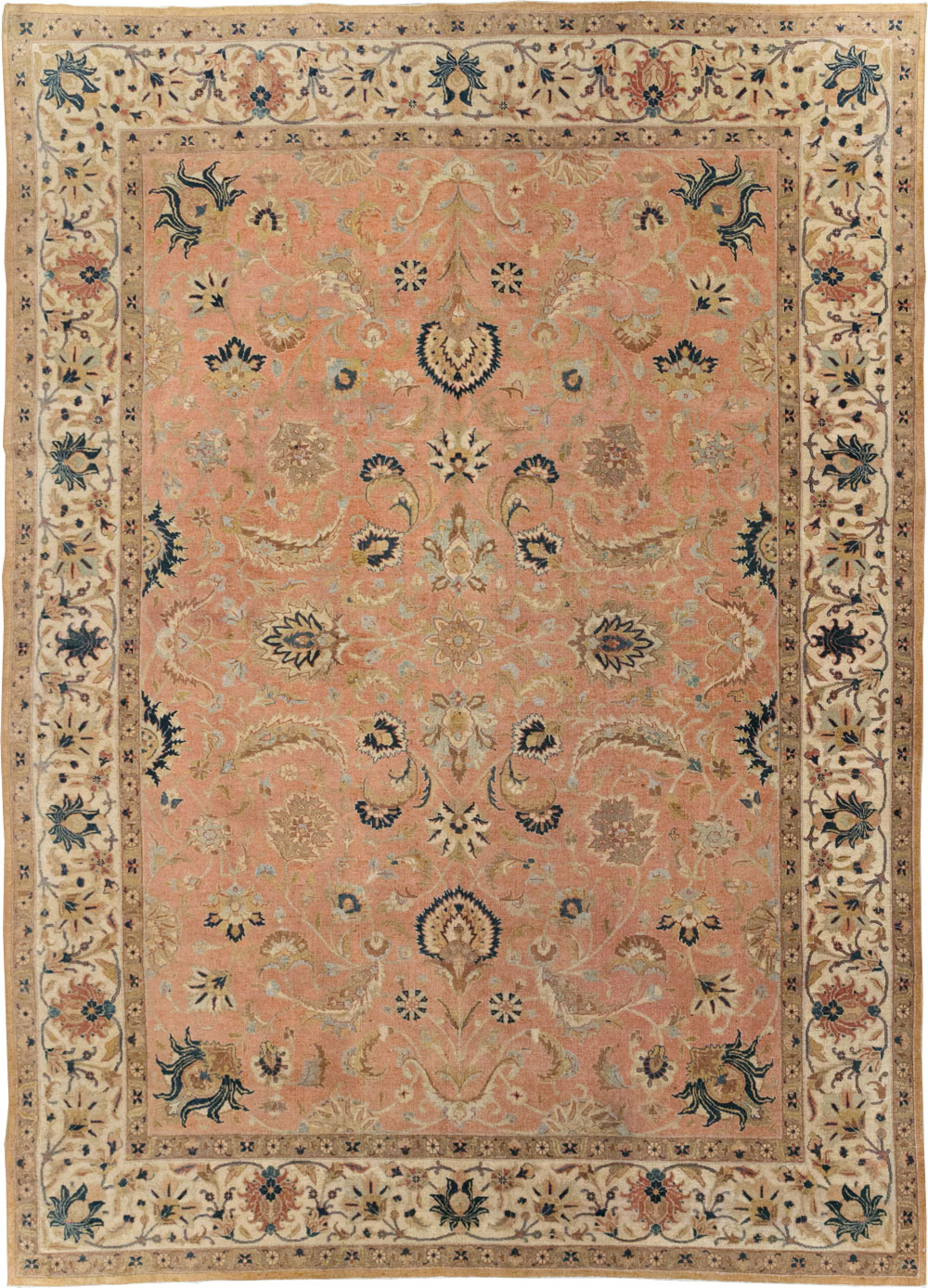 Vintage Persian Tabriz Small Room Size Carpet, No.18184 - Staging