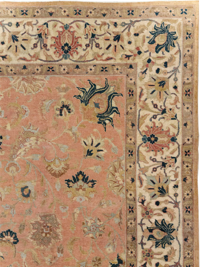 Vintage Persian Tabriz Small Room Size Carpet, No.18184 - Staging