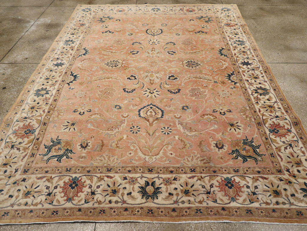 Vintage Persian Tabriz Small Room Size Carpet, No.18184 - Staging