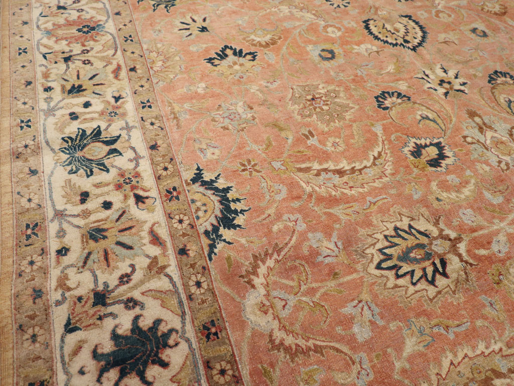 Vintage Persian Tabriz Small Room Size Carpet, No.18184 - Staging