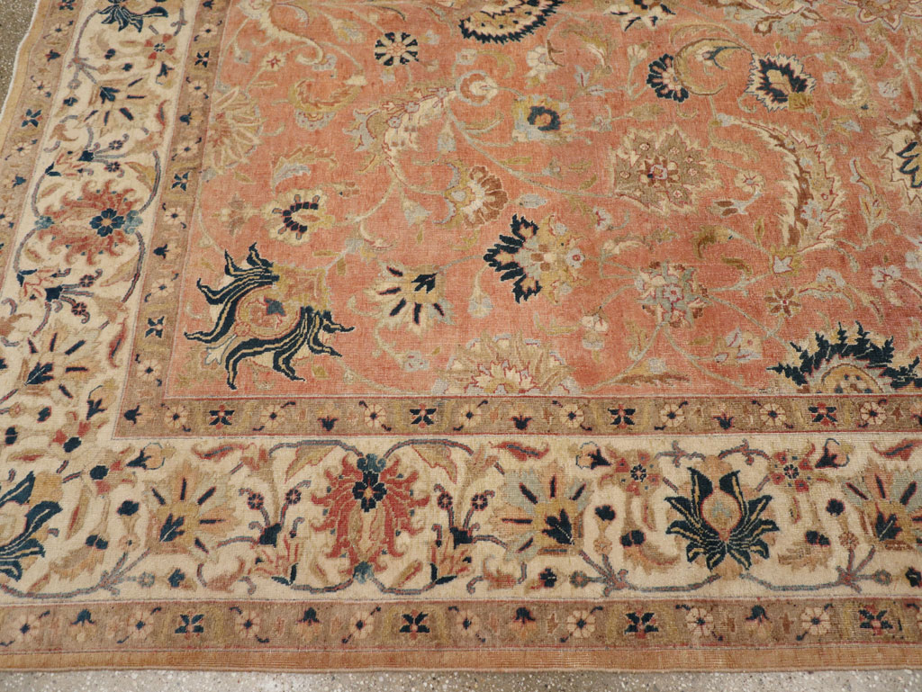 Vintage Persian Tabriz Small Room Size Carpet, No.18184 - Staging