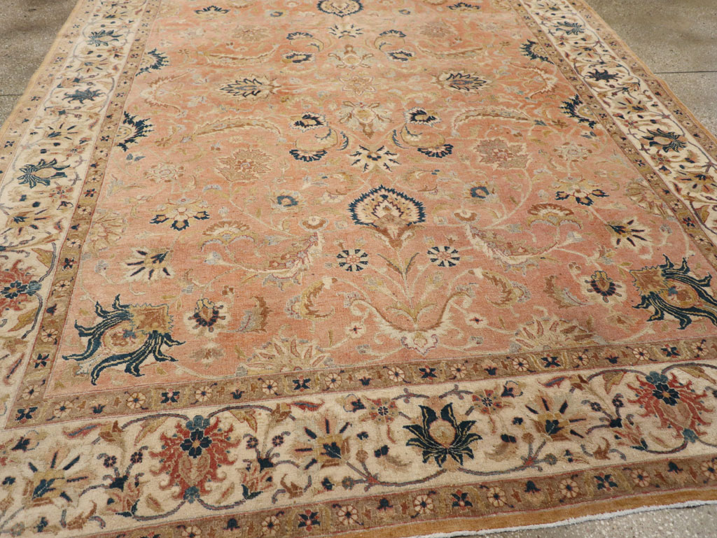 Vintage Persian Tabriz Small Room Size Carpet, No.18184 - Staging