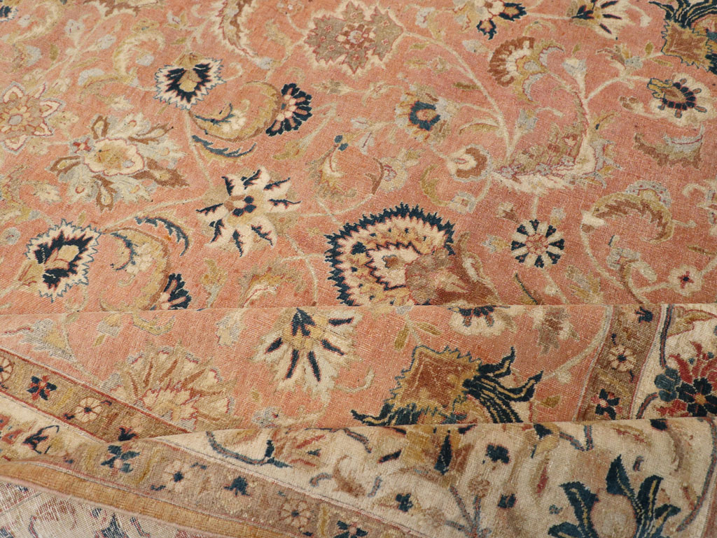 Vintage Persian Tabriz Small Room Size Carpet, No.18184 - Staging