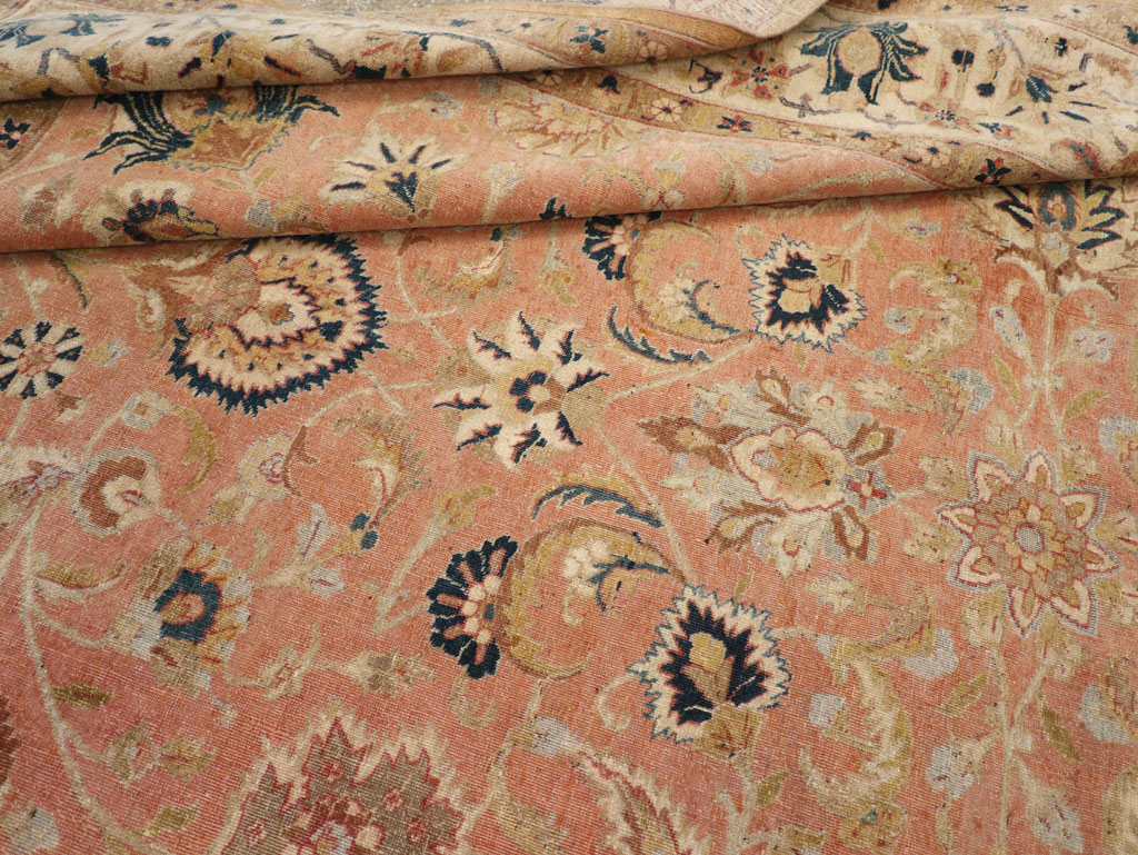 Vintage Persian Tabriz Small Room Size Carpet, No.18184 - Staging