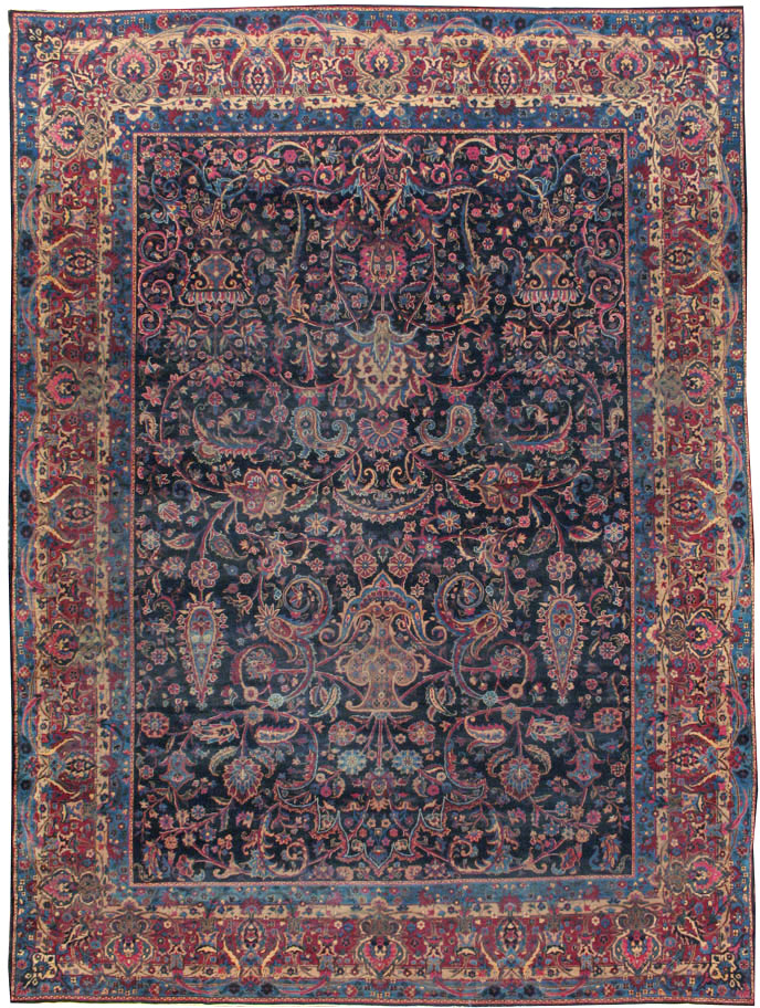 Antique Persian Lavar Kerman Carpet, No.18202 - Staging