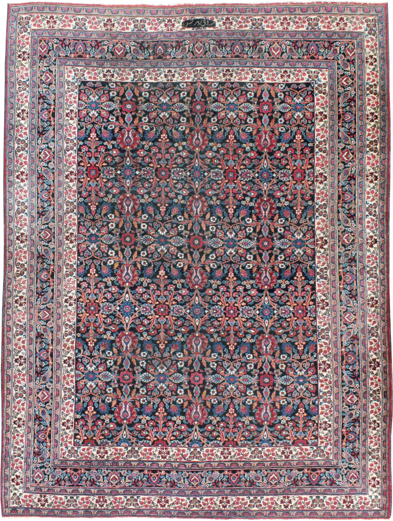 Vintage Persian Mashad Carpet, No.18203 - Staging